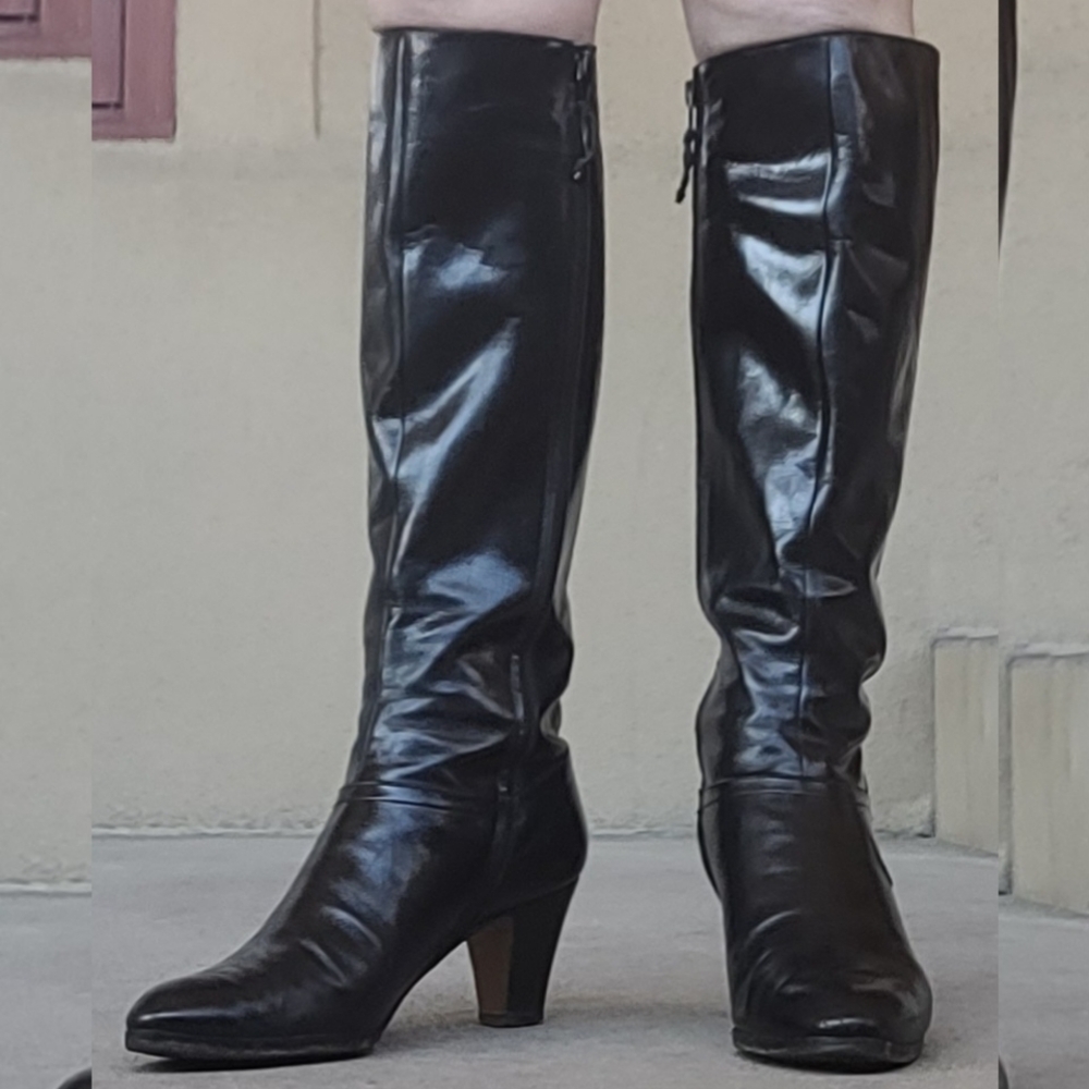 Salvatore Ferragamo for Saks Fifth Avenue- Tall Leather Boots- Vintage- Size 7.5